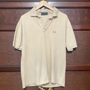 Fred Perry Combed Cotton Plain Polo‎ Shirt In Ecru Size 44” 112 Chest Preppy